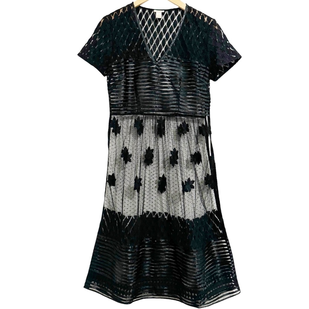 Sundance Black V Neck Sheer Lace Dress 2 - Picture 10 of 10